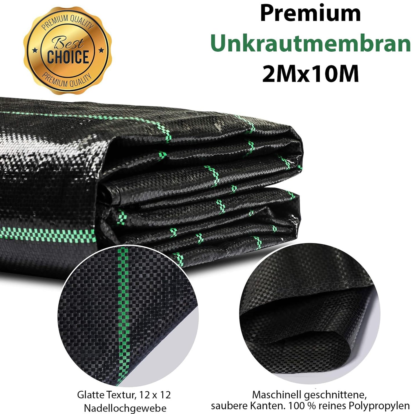 LawnScape Weed Control Membrane 2M x 10M UV Stabilized Woven PP Nature Friendly Heavy Duty Weed Barrier Fabric for Garden, Ground, Cover Sheet, Raised Bed Liner, Under Decks, Gravel and Walkways