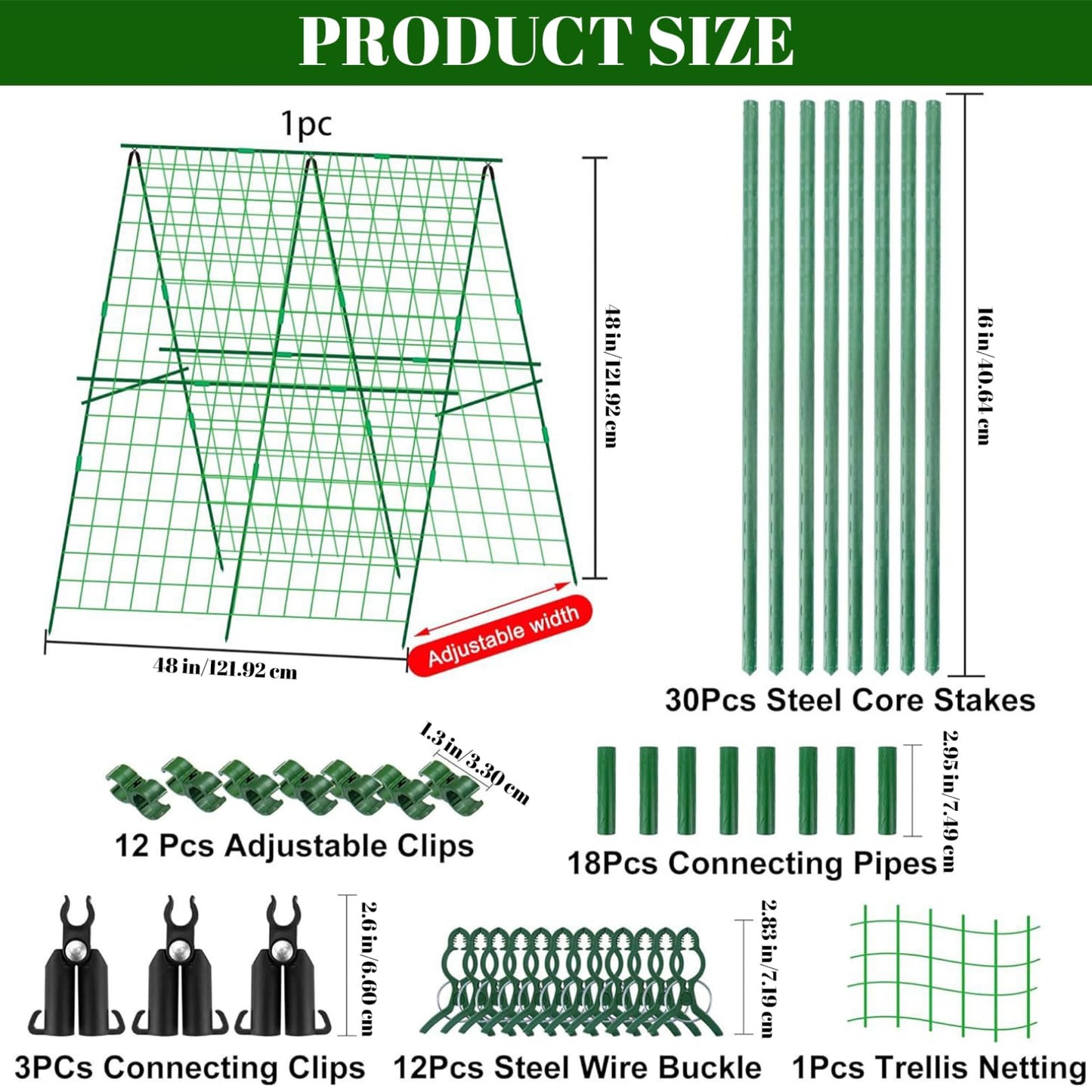1 Set Cucumber Trellis for Raised Bed 48x48" Raised Bed Trellis Metal Garden Trellis Foldable A Frame Trellis Detachable Plant Support Trellis for Climbing Plants Tomato, Squash, Vegetable