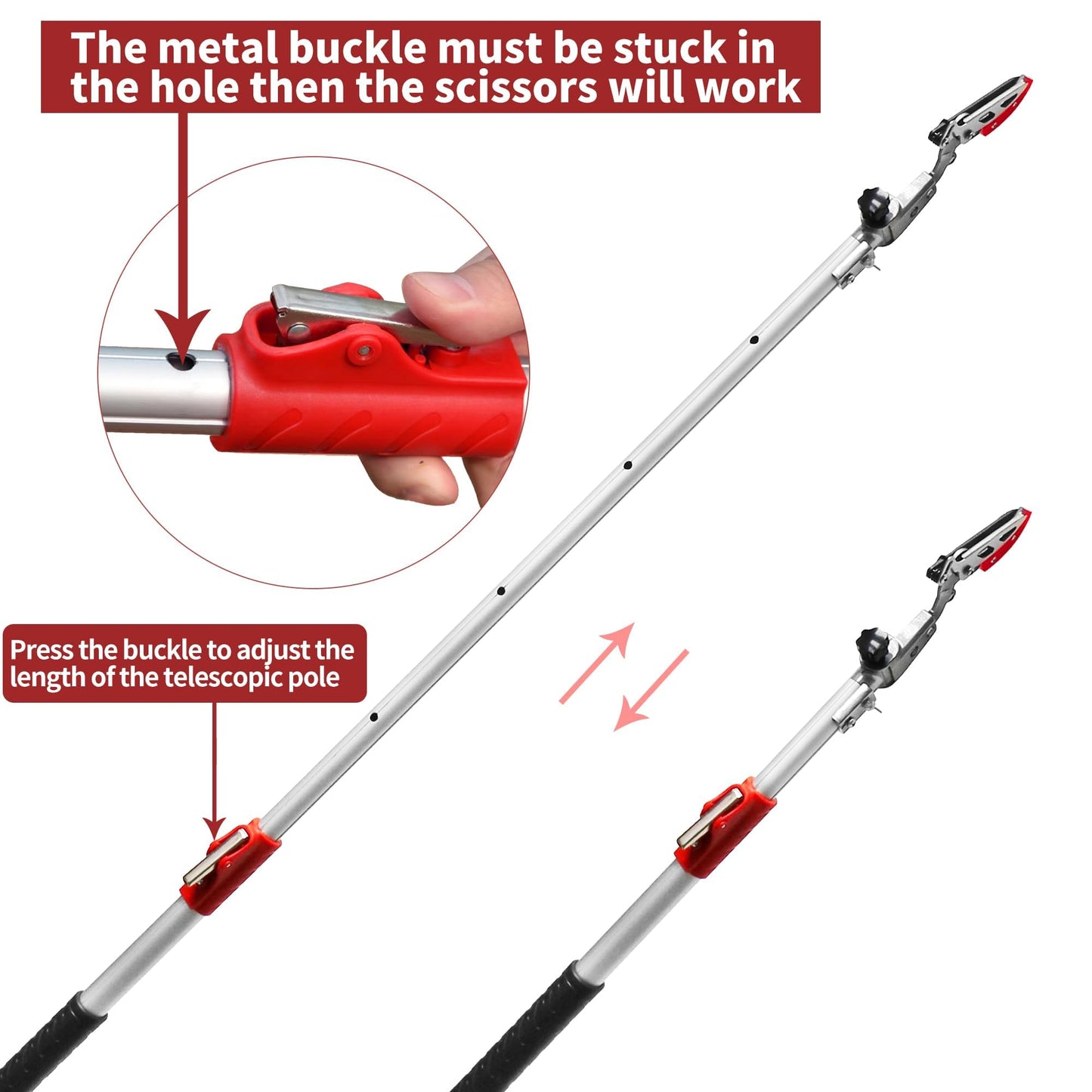 GARTOL Tree Pruner,110cm-166cm Tree loppers Long Reach Telescopic- Lightweight & Strong, Fruit Picker with Rotating Blade Head, Lightweight Aluminum Extendable Handle for Tree Branch Cutter