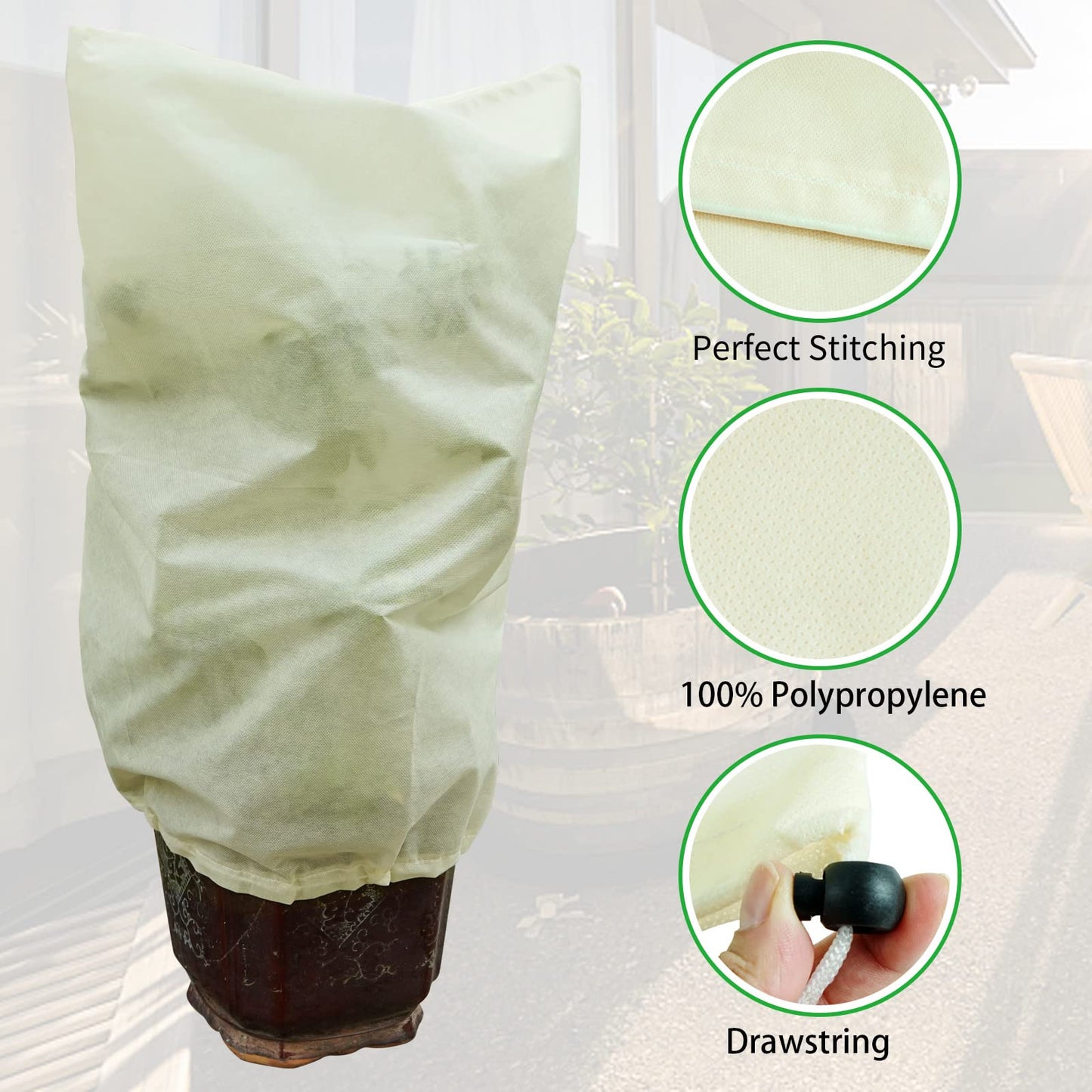 Muzhira 4pcs Plant Fleece Frost Protection Jackets, 50gms 60cm x 80cm Winter Garden Fleece Bag, Plant Cover for for Potted Plant Winter Plant Protection, From Birds and Insects