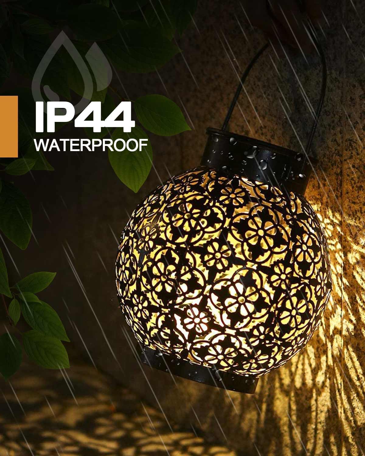 Solar Lantern Outdoor Garden, Garden Light, IP44 Waterproof Lantern, Garden Solar lamp for Sustainable Lighting, Garden Accessories Decorations, Accessories Metal Hanging Patio Lawn Warm White