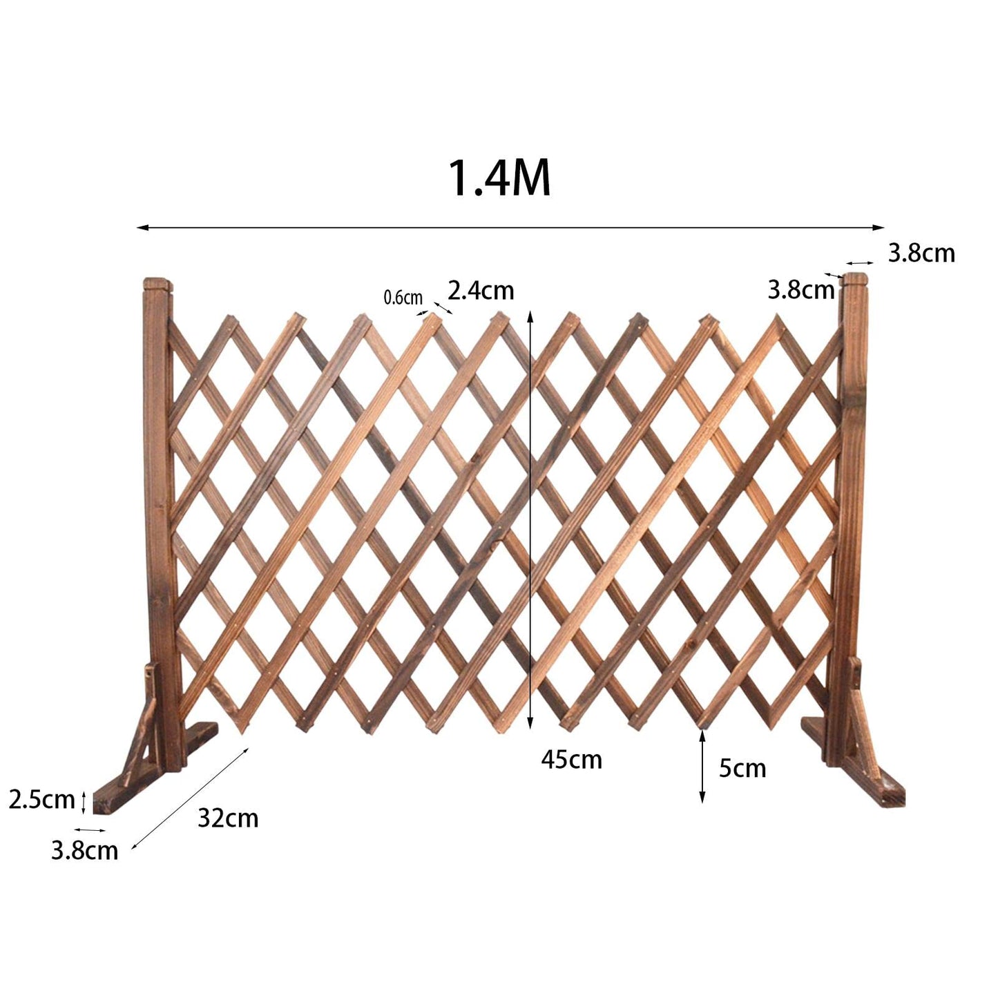Fenteer Expandable Wooden Fence - Folding Garden Partition Freestanding Gate Mesh Fence Photo Props for Outdoor Yard