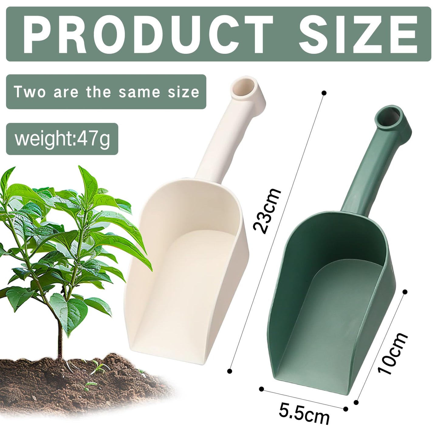 Lezevn 2pcs Plastic Scoop Handy Garden Scoop Multifunctional Cleaning Shovel for Gardening, Digging, Planting, Cultivation