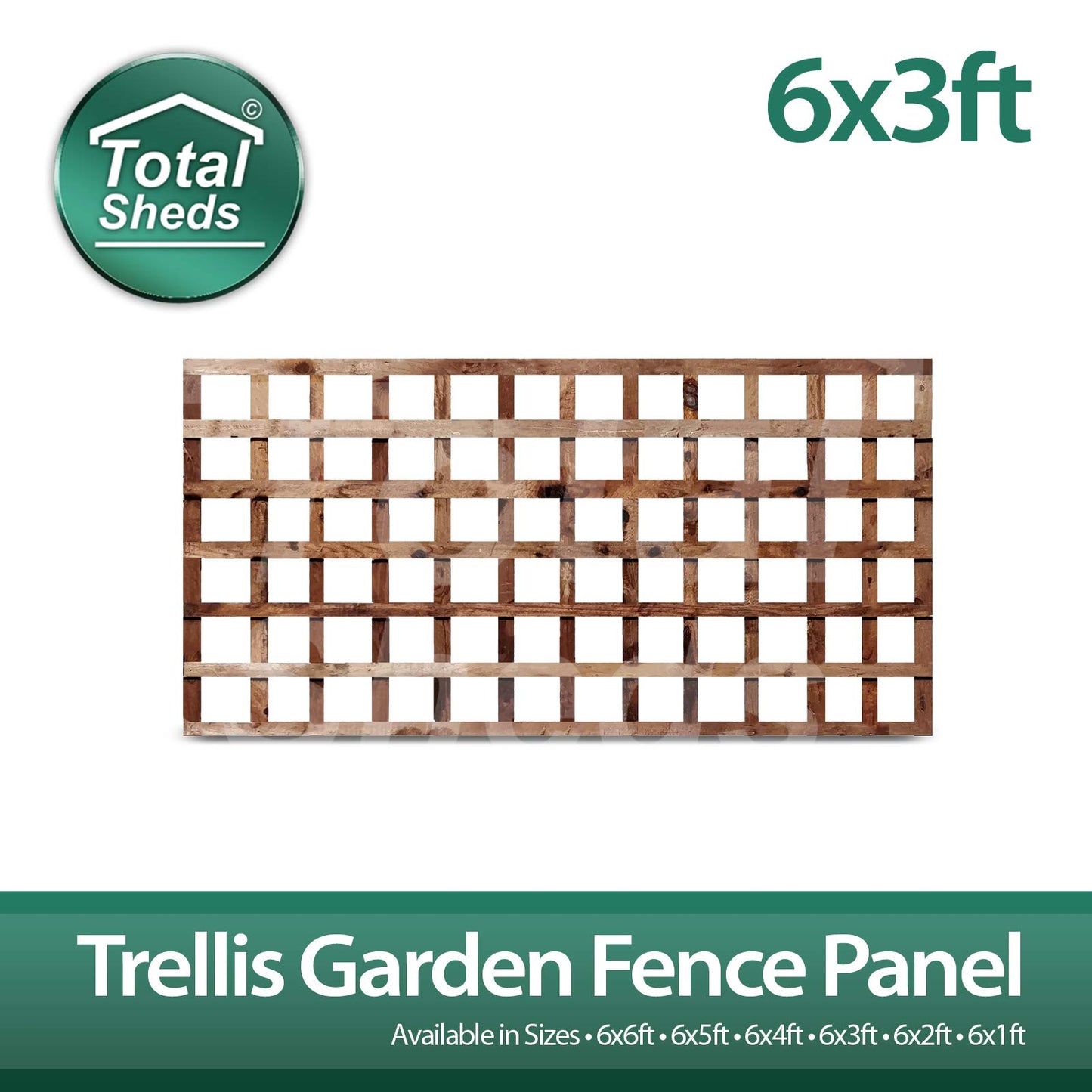 Total Sheds 6x3 (1.83m x 0.91m) 6ft x 3ft Wooden Square Trellis Fence Panels