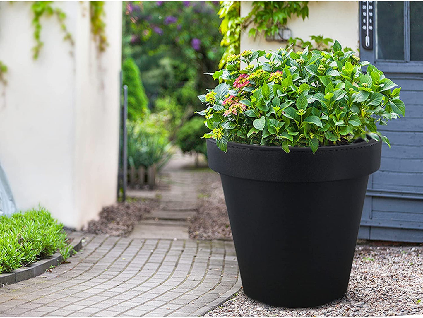 Large Flower Pot Planter Round Garden Plant Pot Indoor Outdoor Rust-Resistant Plant Container (30 x 26 cm Round, Anthracite)