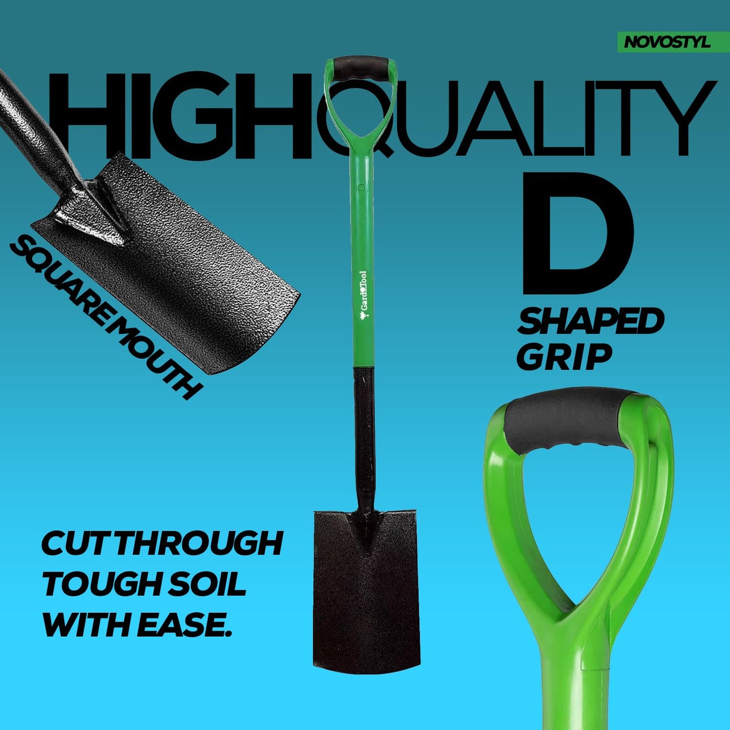 Garden Border Digging Spade - Made From Strong Carbon Steel Strong, Durable, Long Lasting & Rust Resistant Ideal Hand Tool For Allotment Weeding, Snow Cleaning & Gardening Long Life