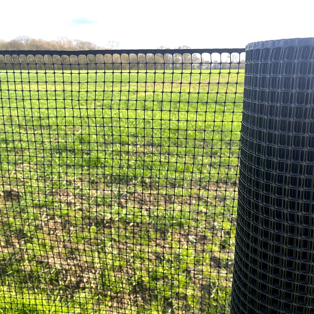Plastic Mesh Fencing | 1m x 10m | 20mm Holes | Black | Plastic Garden Fencing Mesh, Netting For Garden Fences, Plant Support, Tree Guards, Reusable Plastic Mesh For Climbing Plants, Vegetables, Pets