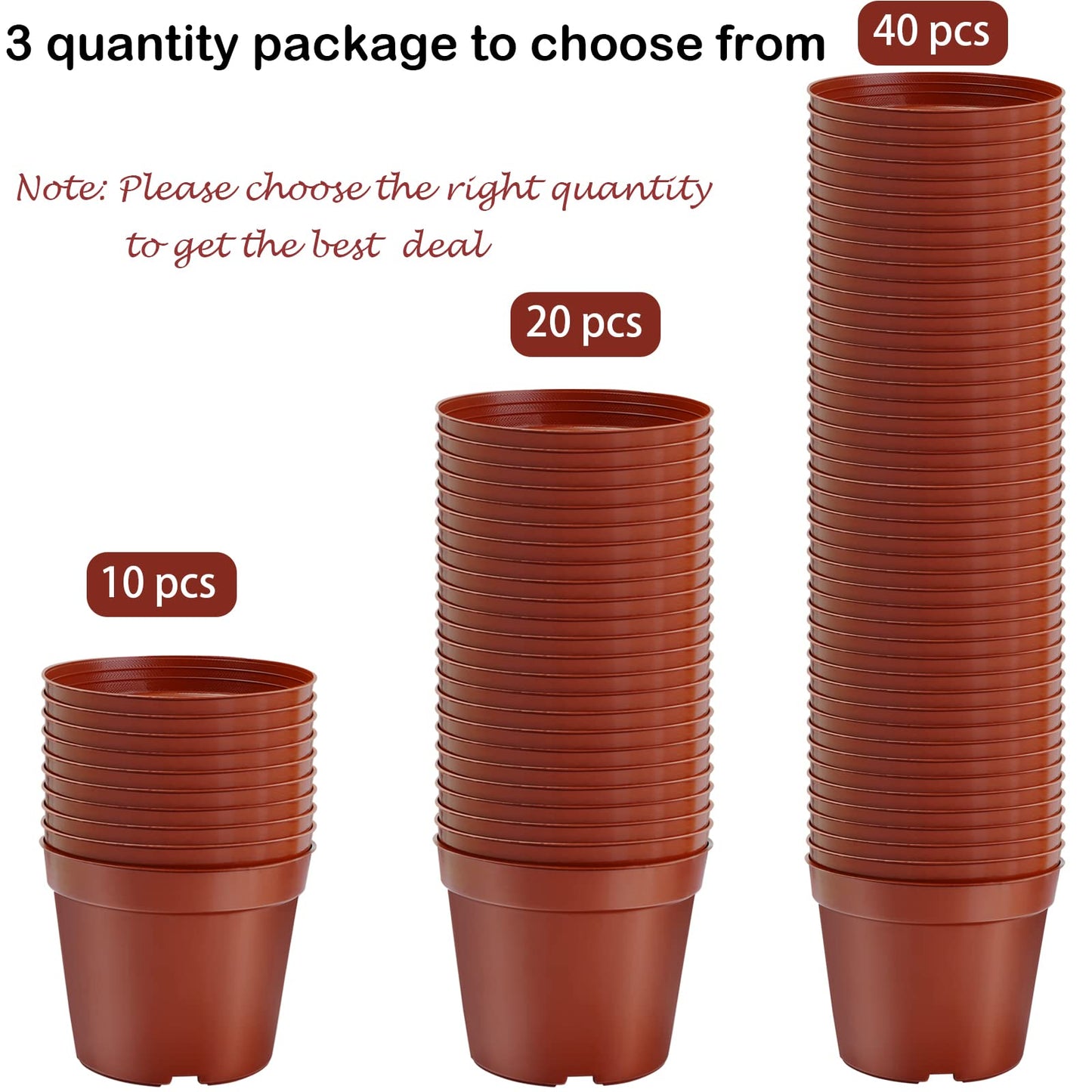 Muzhira Pots for Seed Starting/Cuttings, 6cm 10pcs Plastic Plant Nursery Pots,Seed Starting Pot Flower Plant Container for Seedlings, Cuttings, Transplanting