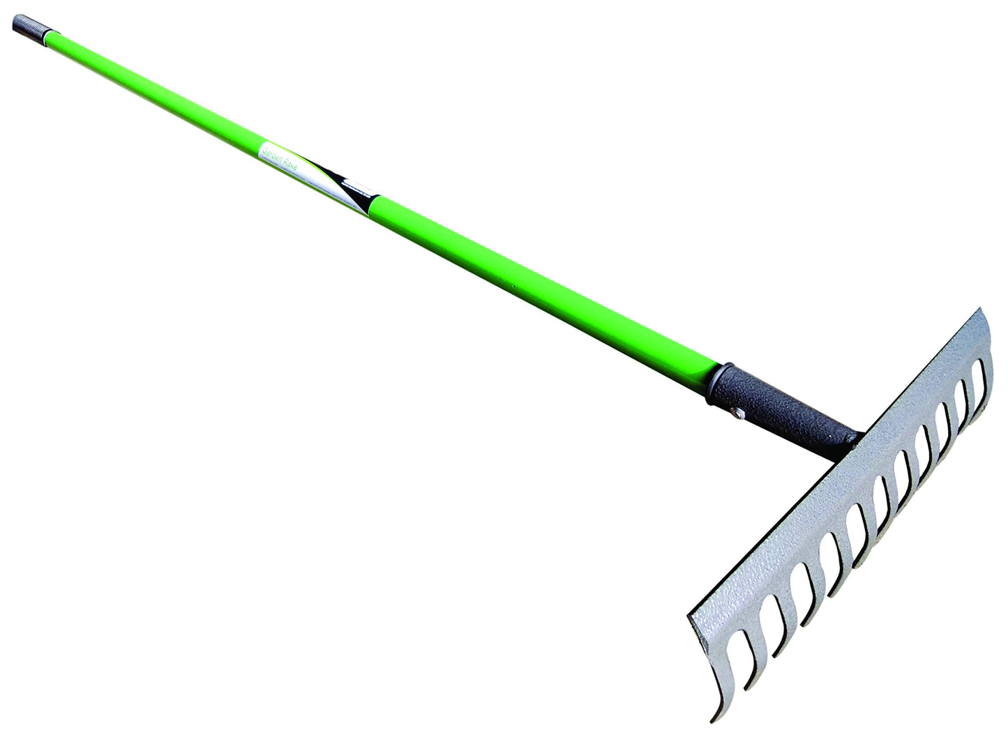 Green Blade BB-GR101 12-Teeth Carbon Steel Garden Rake with PVC Grip - Leaf green/brown