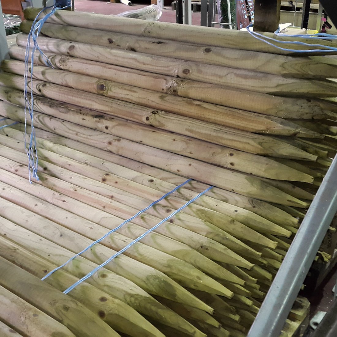 True Products 5 Pack - 1.5m (5ft) x 50mm Machined Round Wooden Treated Fence Posts Stakes Wood Fencing