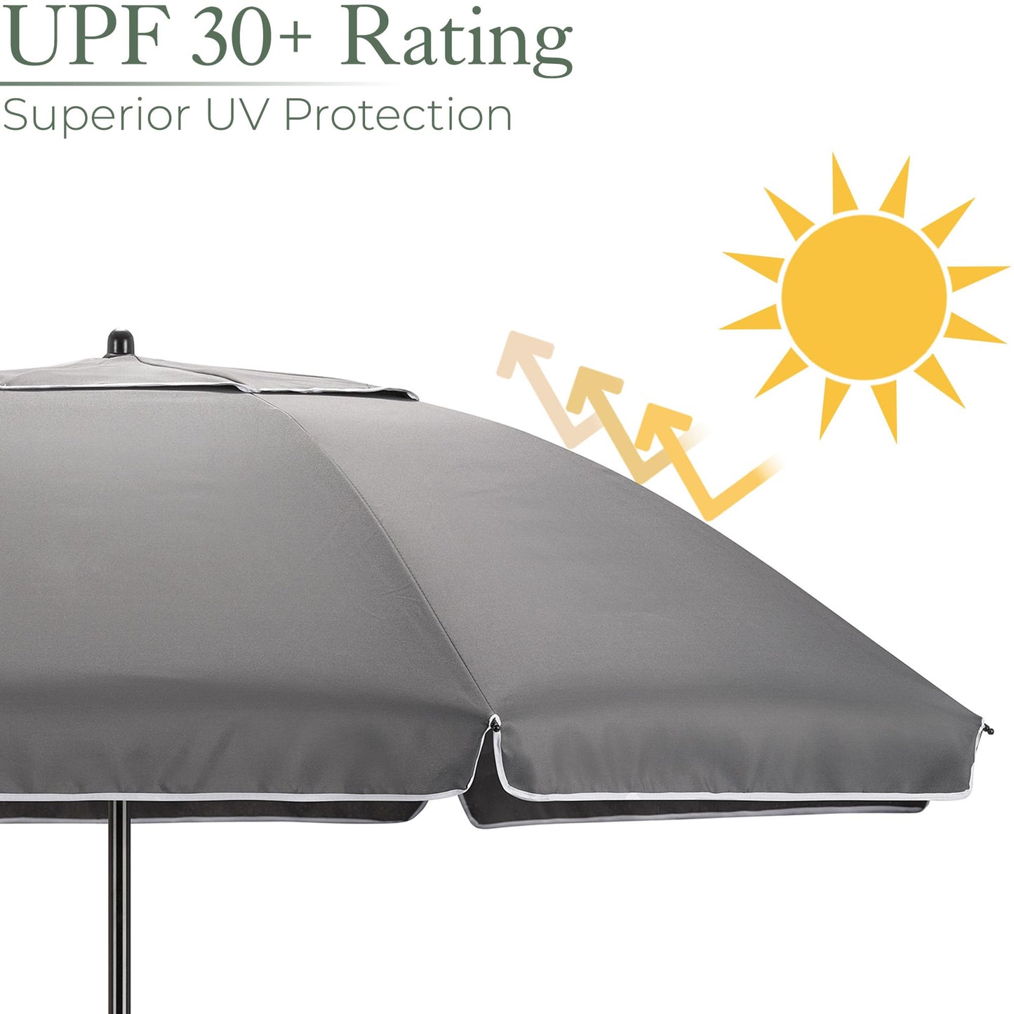 CHRISTOW Portable Beach Parasol Tilting Garden Sunshade Umbrella UV Resistant 2m (Grey)