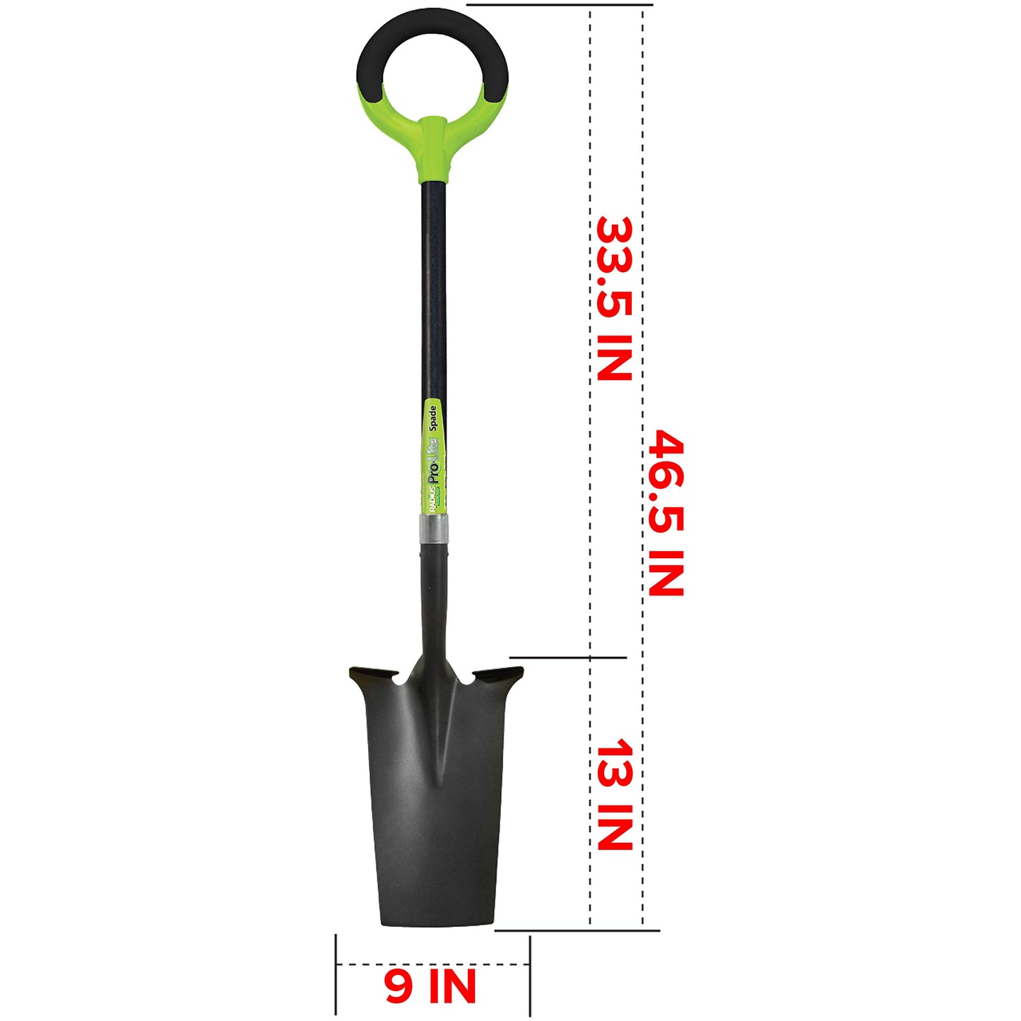 Radius Garden 25102 Pro-Lite Ergonomic Carbon Steel Spade, Green