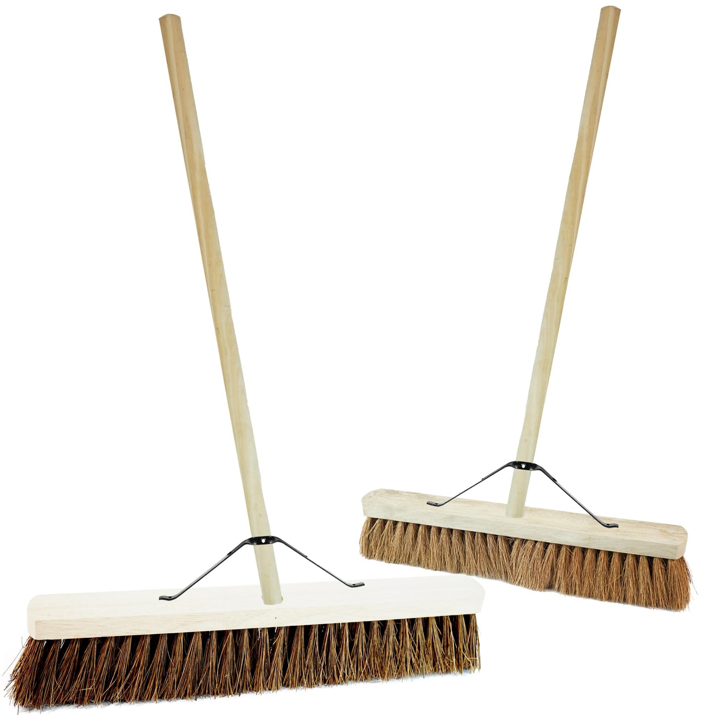 Indoor Outdoor Sweeping Brush With Long Handle Soft or Hard Bristle 18", 24" or 36" Home, Office, Garden, Garage & Yard Sweeping Broom (1, 18" Coco Soft Bristle)