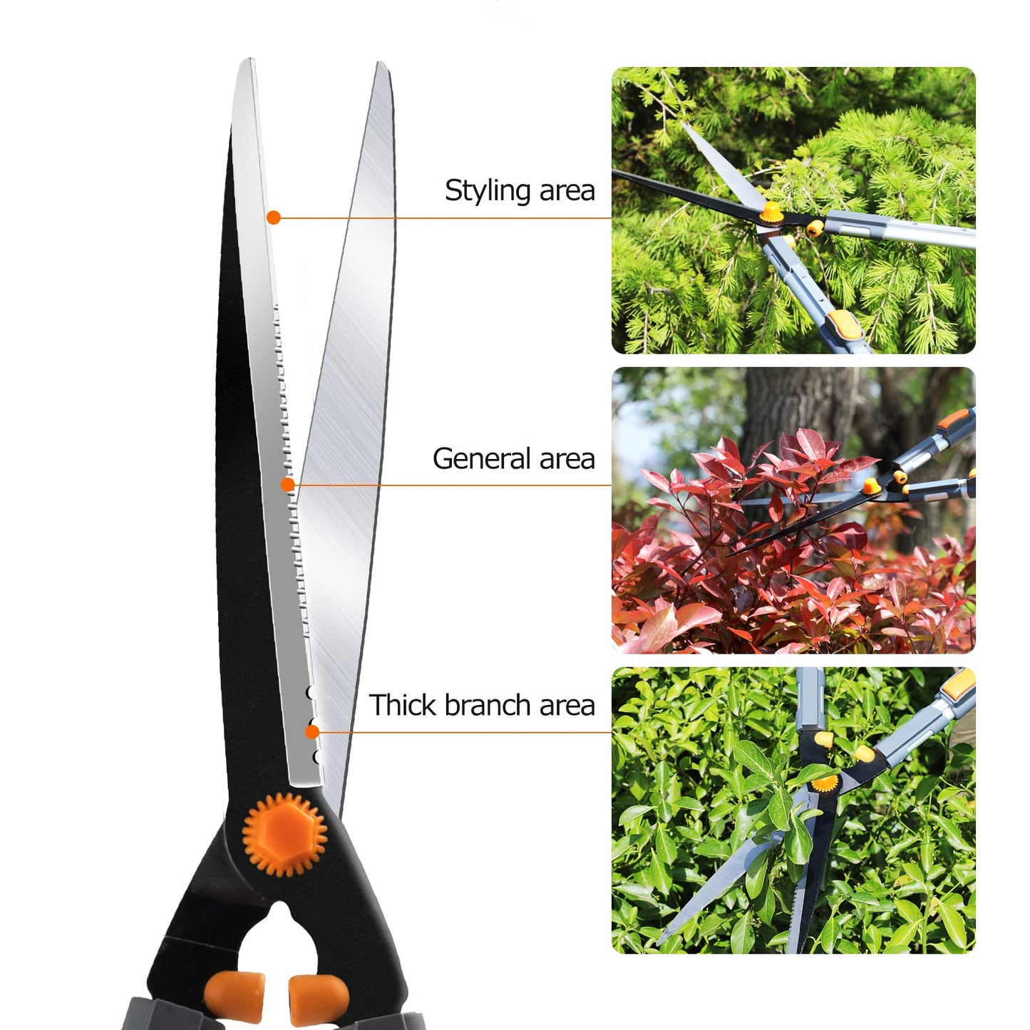 AIRAJ Lightweight Hedge Shears(600mm),with Ergonomic Lightweight Anti-Slip Handles and Razor-Sharp Blades,Professional Garden Shears for Hedges, Shrubs and Bushes - Easy Cutting and Trimming