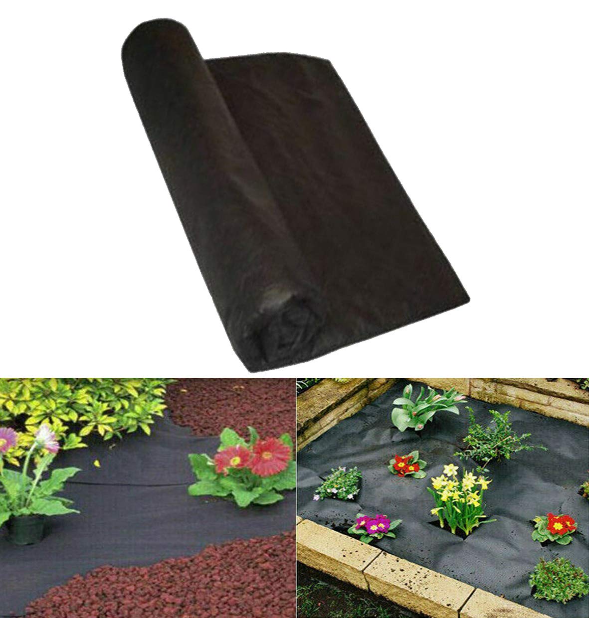 Premium Black Weed Control Fabric - 1m x 5m (1 Pc.) - Durable & Breathable Garden Barrier with UV Protection - Perfect for Ultimate Weed Prevention