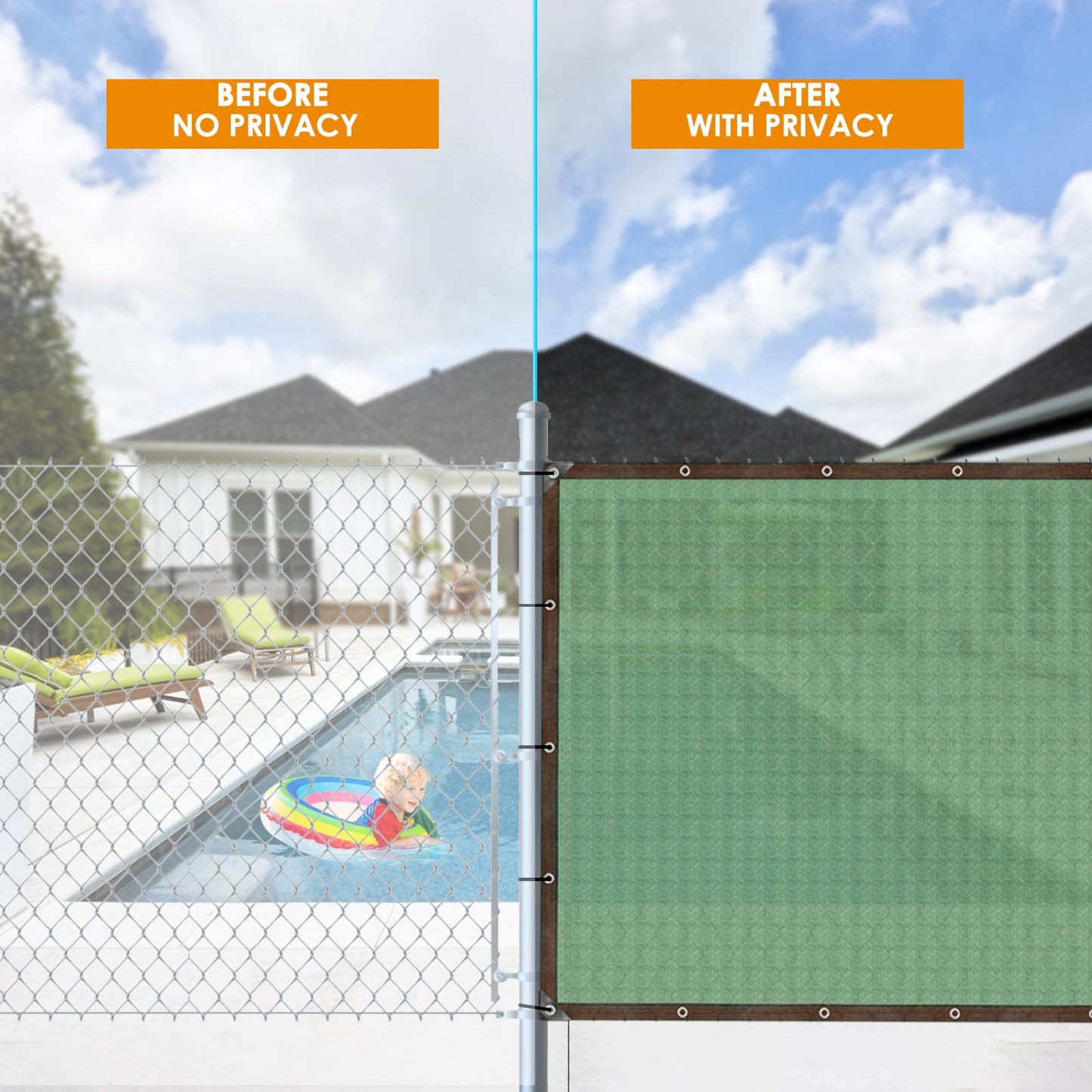 Esilihom Garden Privacy Netting 2mx5m, Fence Screening 90% HDPE Windbreak, Garden Privacy Screening UV-Resistant, Outdoor Shading Net with Cable Ties and Eyelets