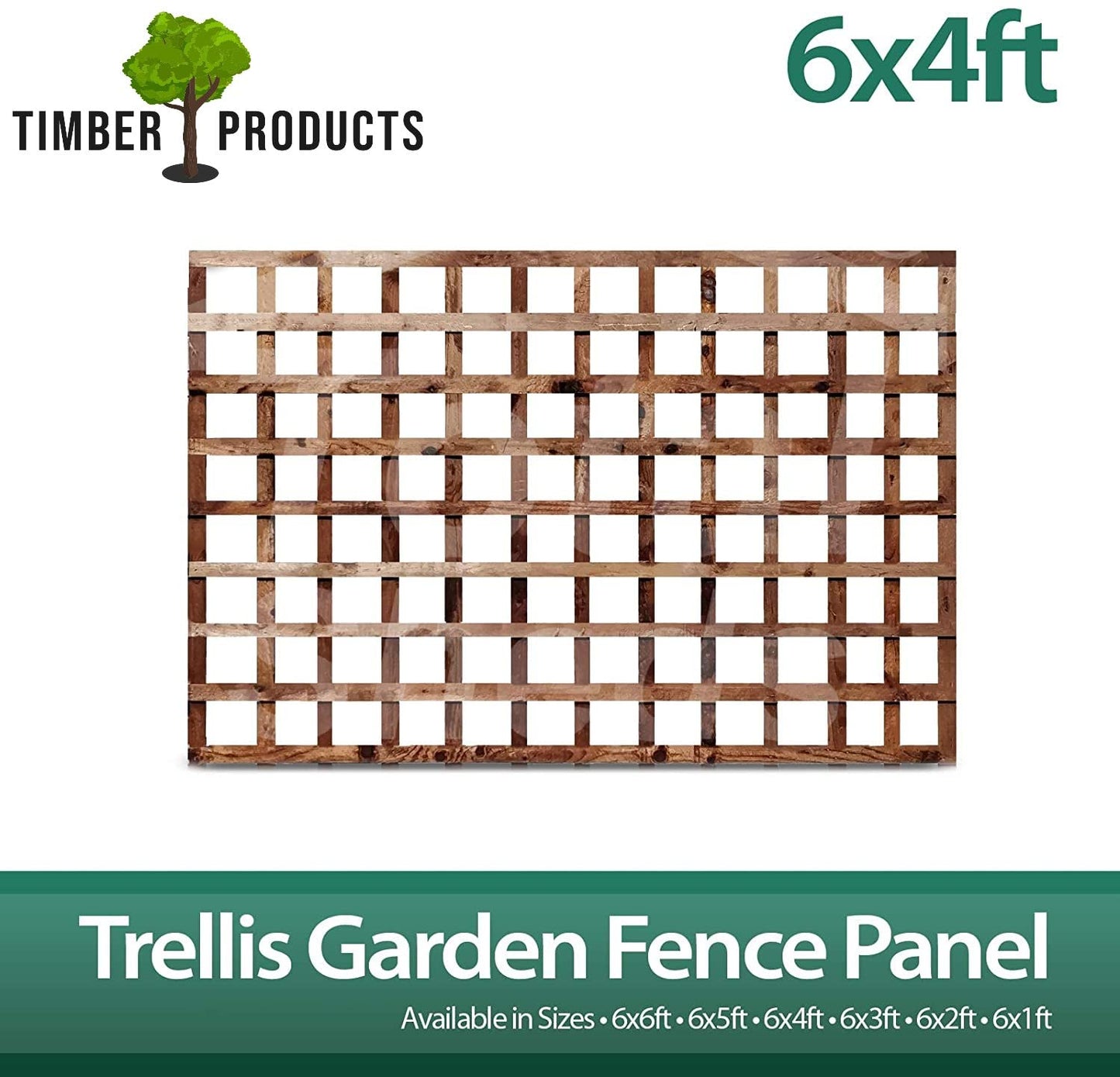 Timber Products 6x4 Wooden Square Trellis Fence Panels (1.83m x 1.21m) 6ft x 4ft Lattice Trellis