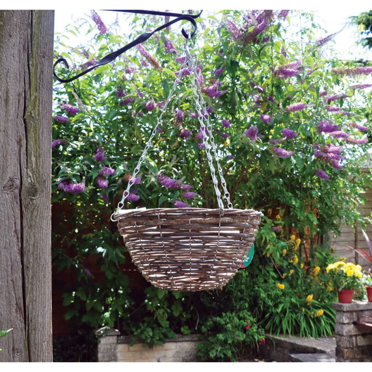 Kingfisher 12in (30cm) Dark Rattan Hanging Basket