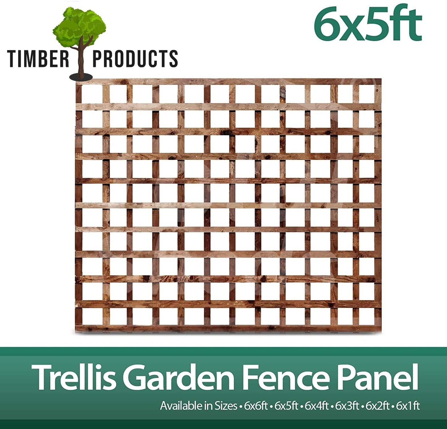 Timber Products 6x5 Wooden Square Trellis Fence Panels (1.83m x 1.52m) 6ft x 5ft Lattice Trellis
