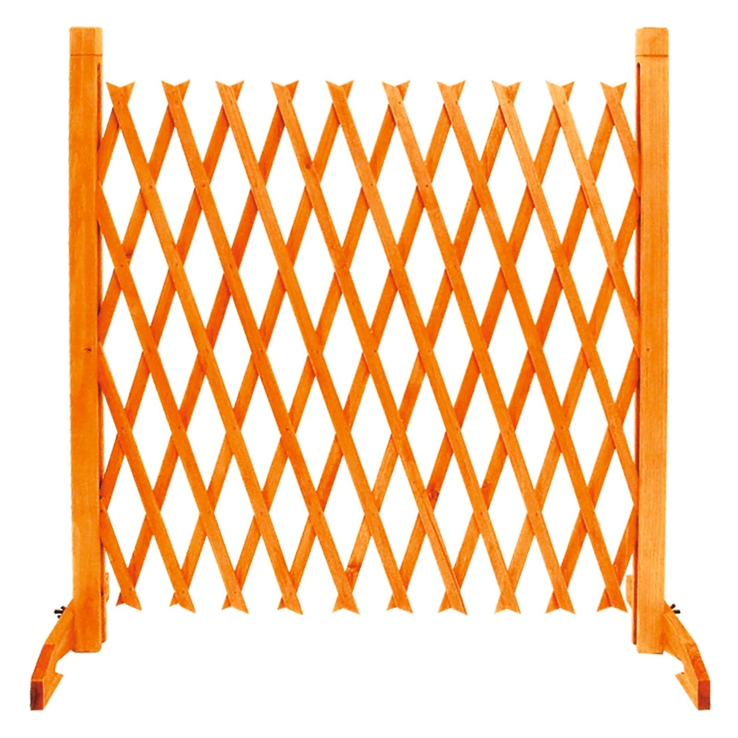Expanding Garden Fence - Brown Wooden Decorative Lattice Screen Trellis Style Expands to 6'2" Freestanding Wood