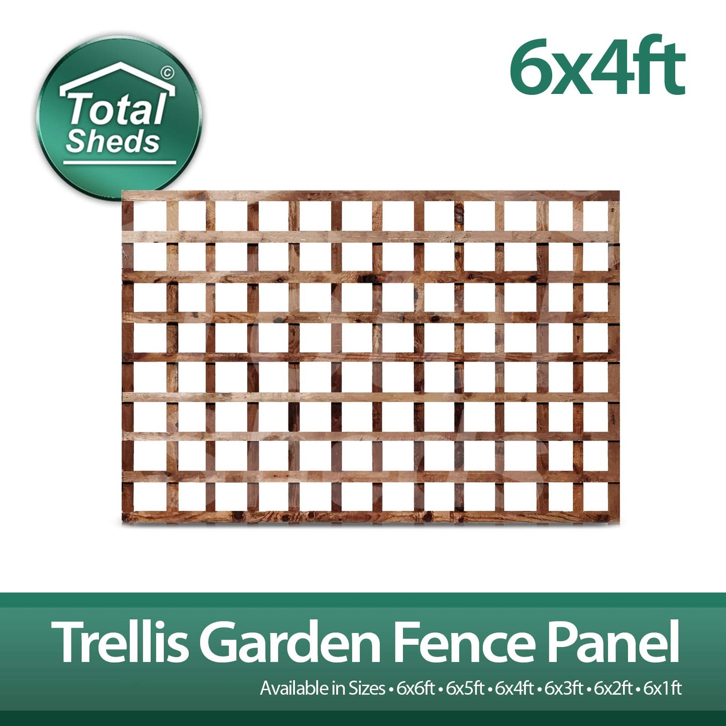 Total Sheds 6x4 (1.83m x 1.21m) 6ft x 4ft Wooden Square Trellis Fence Panels