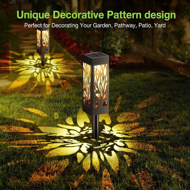WdtPro Solar Lights Outdoor Garden, 6 Pack Garden Lights Solar Powered Waterproof with Warm White LED Lights, Solar Garden Ornaments Outdoor for Patio, Yard, Pathway Dusk to Dawn Auto On/Off