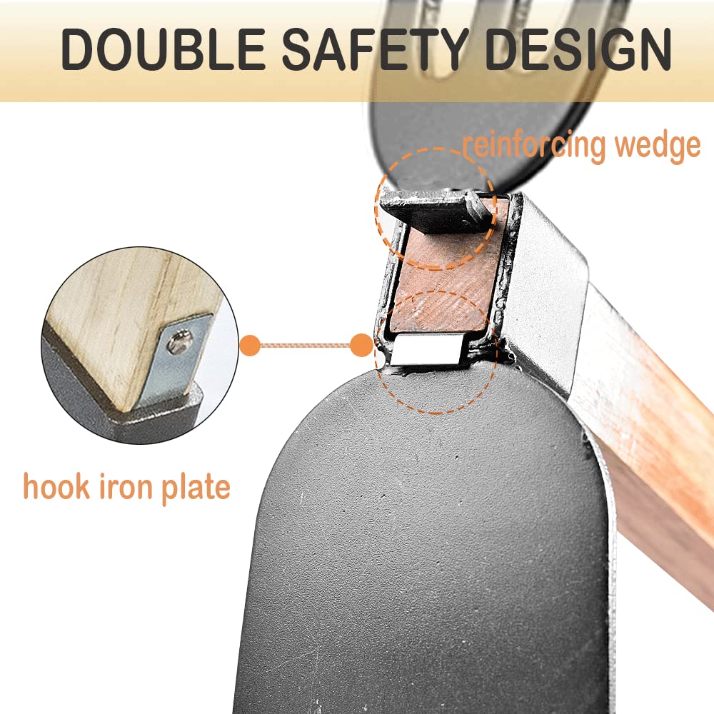 LANYOTA Garden Hoe,Garden Tools Digging Hoe and Rake, Hand Hoe With Wooden Handle for Loosening Soil and Weeding(2in1- Hoe and Rake)