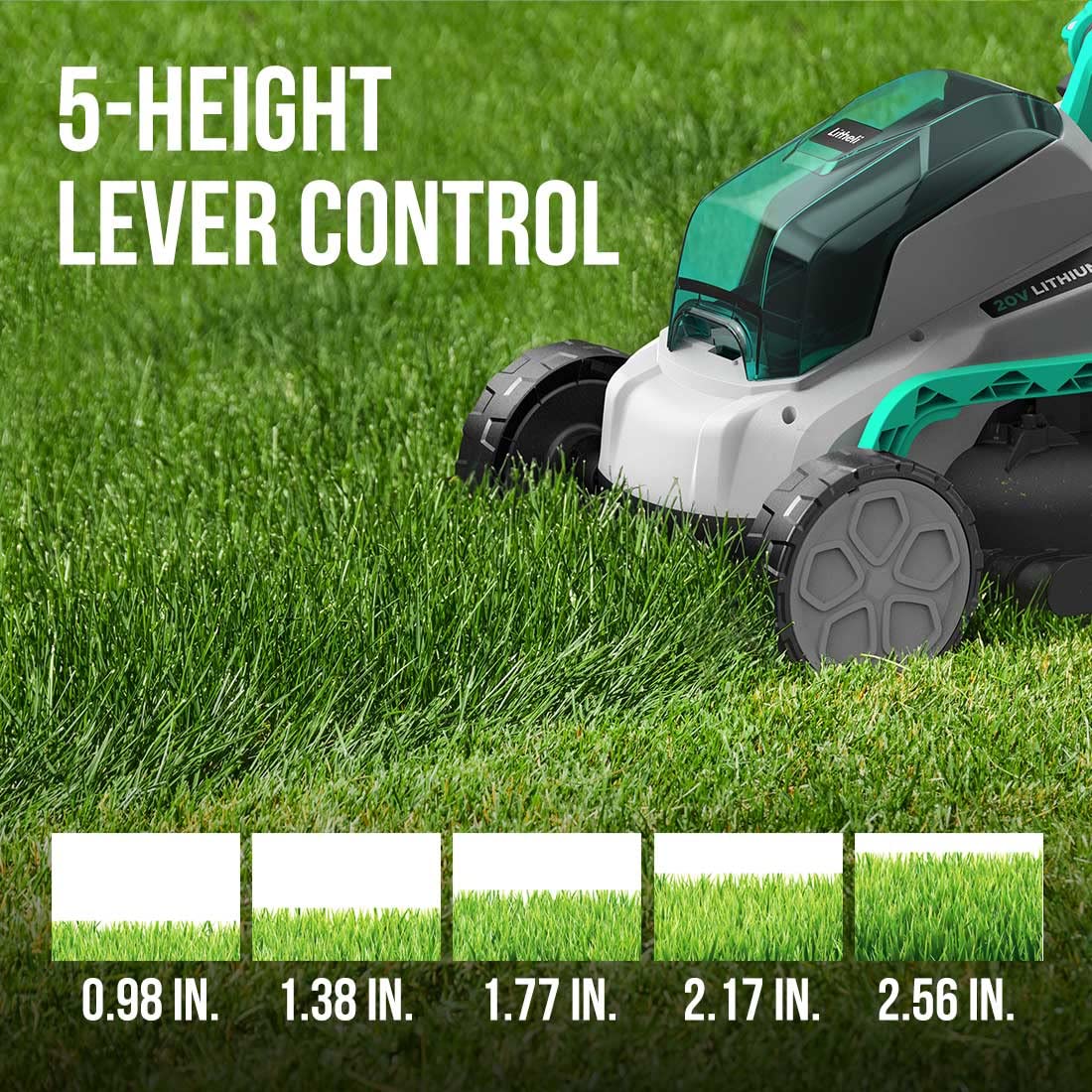 Litheli Cordless Lawn Mower 13 Inch, 5 Heights, 20V Electric Lawn Mowers for Garden, Yard and Farm, with Brushless Motor, 4.0Ah Battery & Charger Included