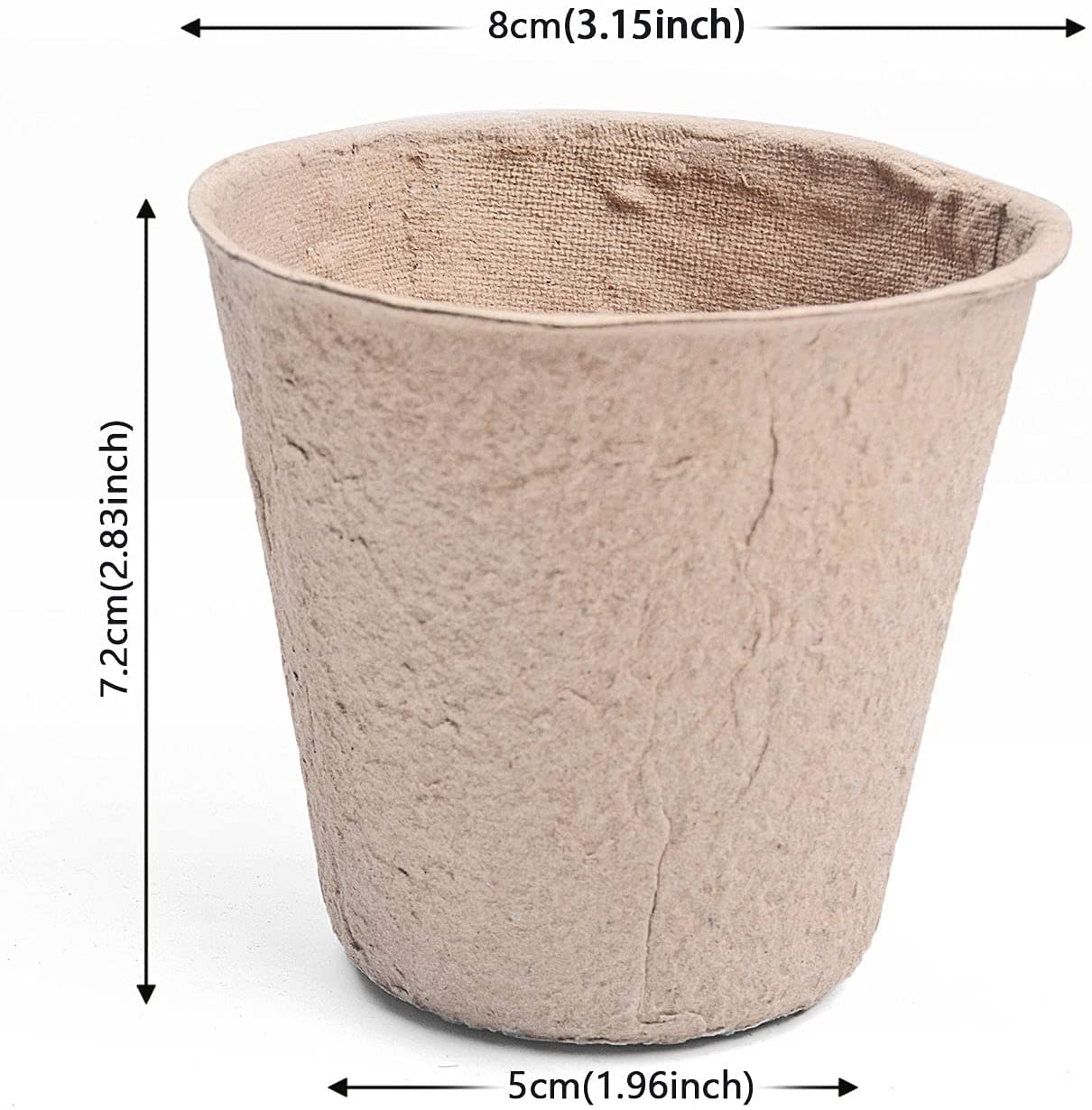 Cymax 50 Pack 8cm Round Fibre Pot Seed Seedling Pot with 50pcs Plastic Plant Lables, Biodegradable Herb Plant,Flower,Seed Starter Pots Kits, Garden