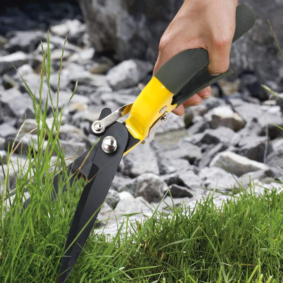 Jardineer Grass Cutter Manual with Sharp Blade, Hand Grass Shears, Smooth Cut Grass Shears with Non-Slip Grip, Garden Shears for Grass