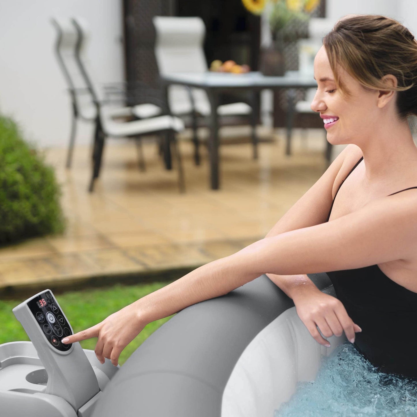 Lay-Z-Spa Grenada 190 AirJet Massage System, Inflatable Hot Tub with Freeze Shield Technology, 6-8 Person, Grey