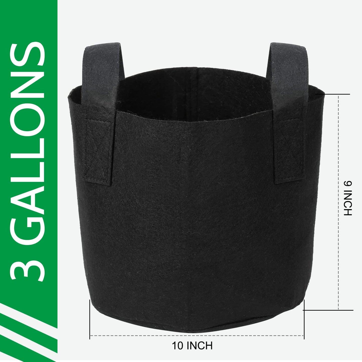 JERIA 12-Pack 3 Gallon, Vegetable/Flower/Plant Grow Bags, Aeration Fabric Pots with Handles (Black) ,Come with 12 Pcs Plant Labels