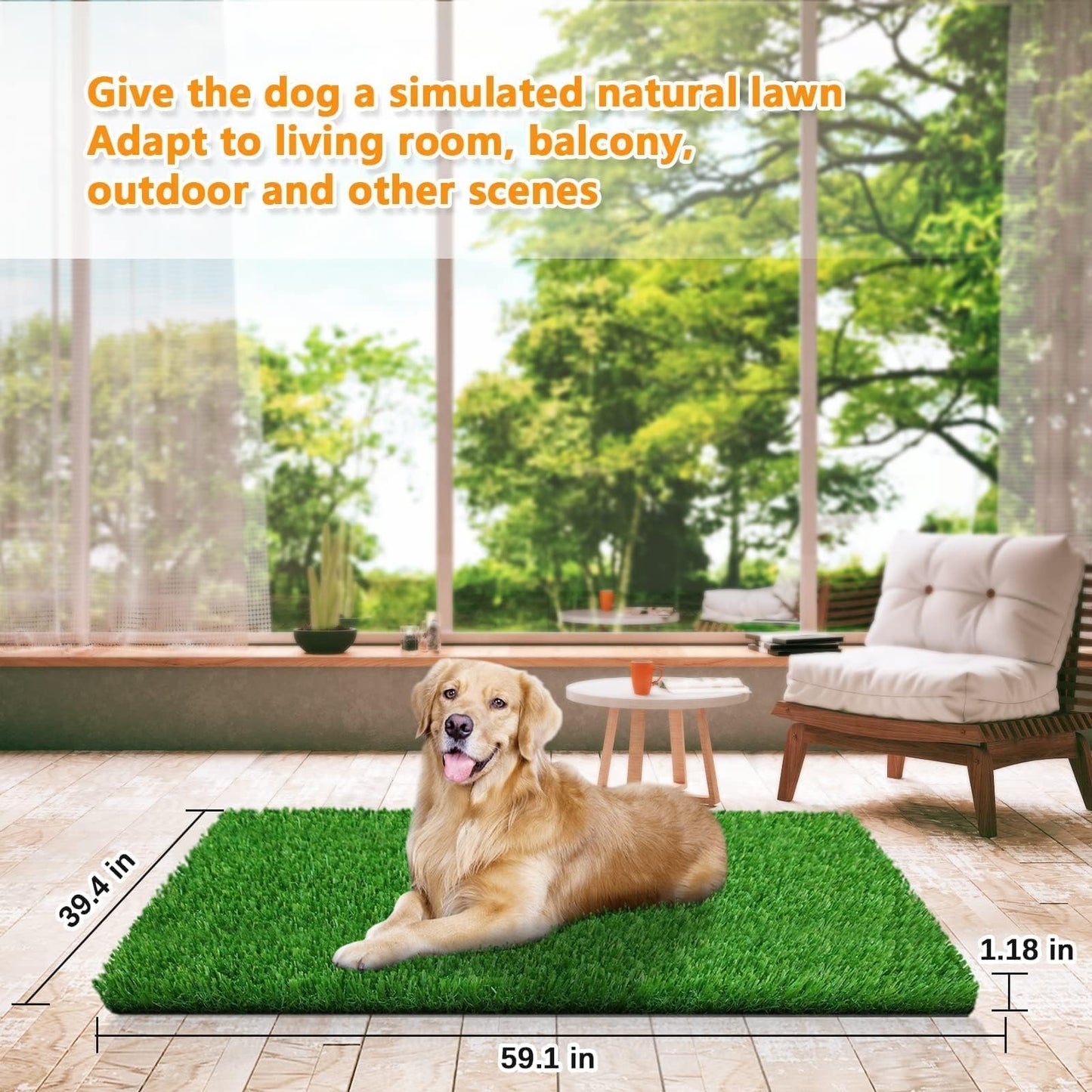 STARROAD-TIM 80 * 100 CM Artificial Grass Rug Turf for Dogs Indoor Outdoor Fake Grass for Dogs Potty Training Area Patio Lawn Decoration