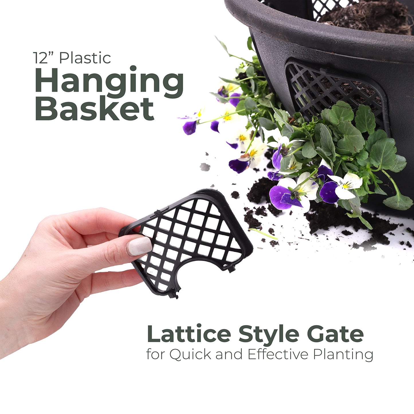 DIVCHI 12 Inch Indoor Outdoor Balcony Patio Hanging Basket Set of 4