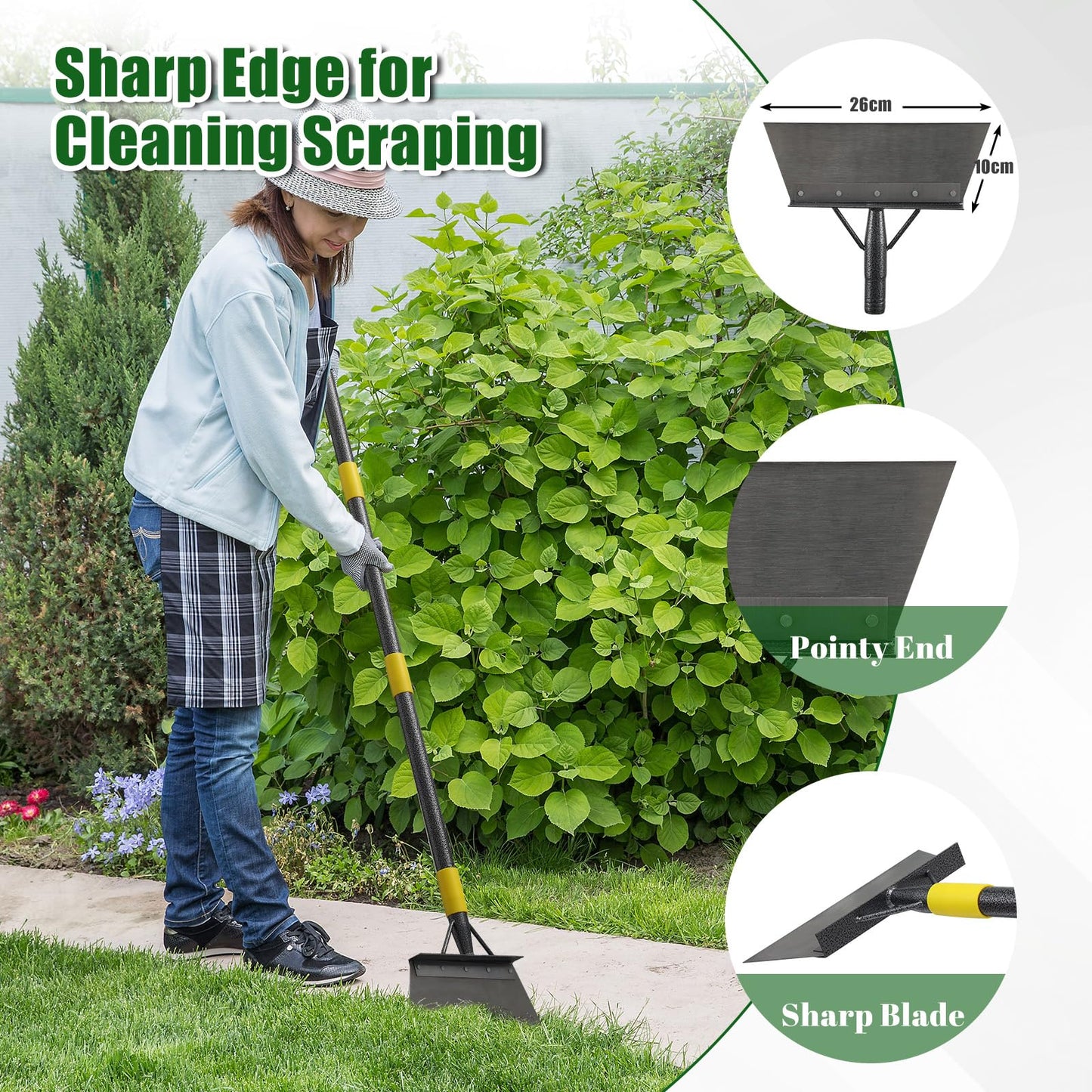 Garden Shovel Tool, 152 cm Long Multifunctional Garden Cleaning Shovel, Heavy Duty Floor Scraper Long Handle,Metal Weeding Scraper for Lawn Edging, Snow Ice Removal Tool
