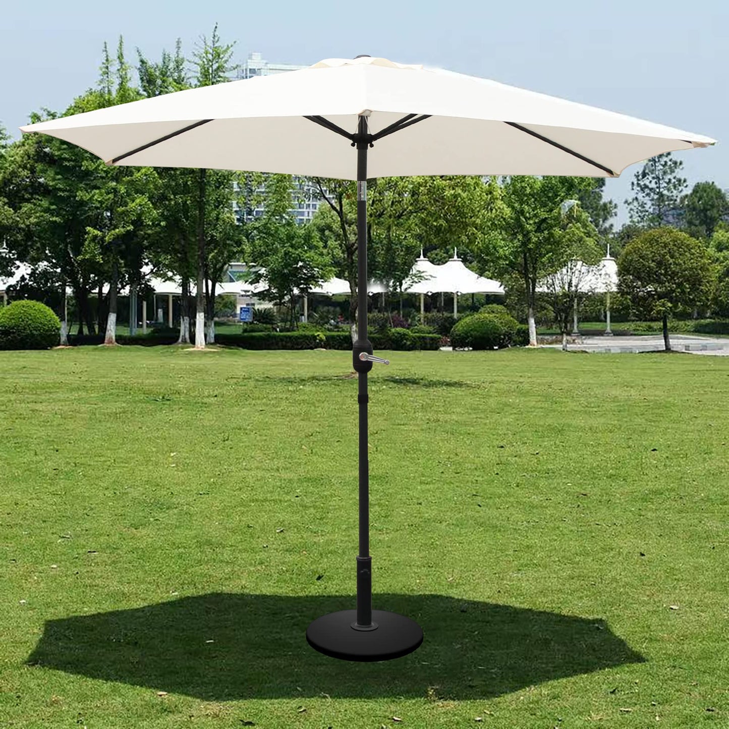 Vivo Technologies 2.7M Garden Parasol Round Garden Umbrella Sun Shading with Hand Crank, Tilt Function (UV 30-) Waterproof Parasol for Outdoor, Garden and Patio Cream(Parasol Base Excludes)