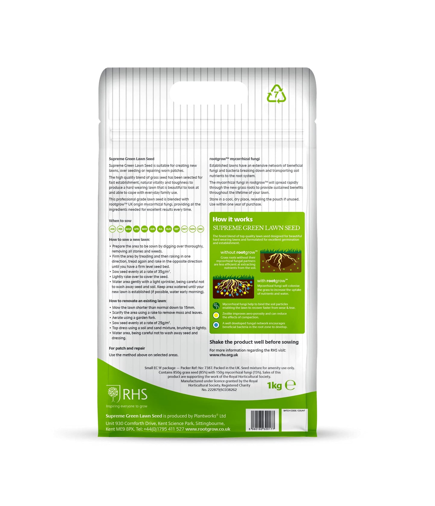 Plantworks Ltd SGRG1000 Empathy 1Kg Supreme Lawn Seed with Rootgrow, Green