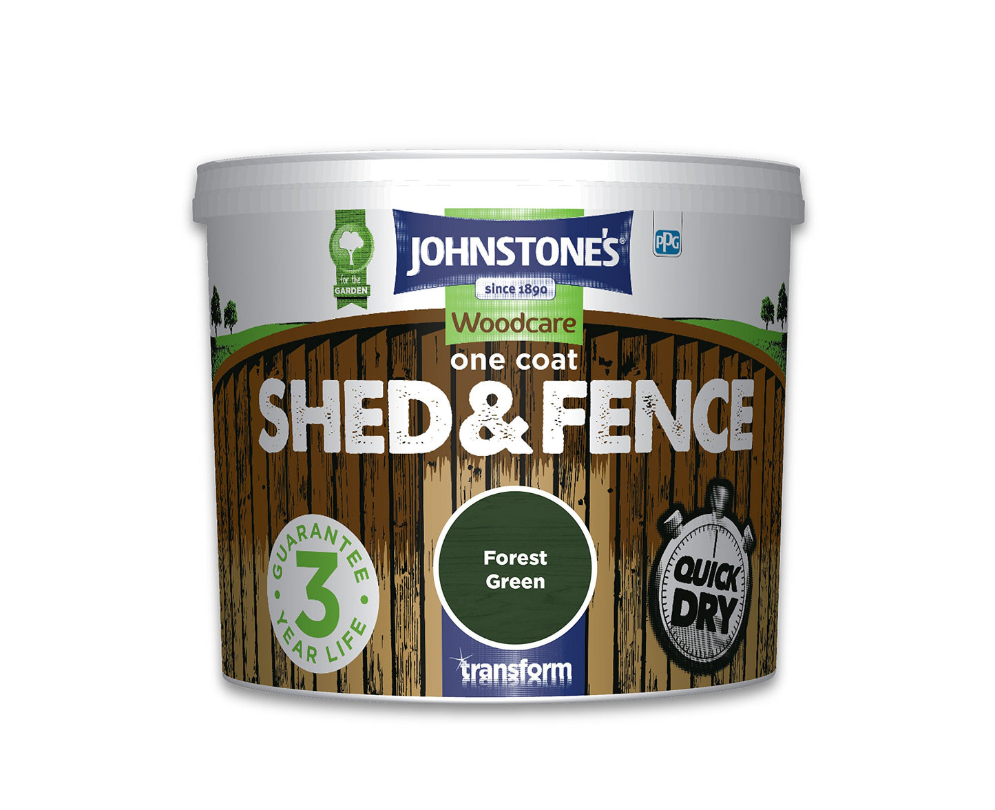 Johnstone's Woodcare One Coat Shed and Fence Treatment - Forest Green 5L