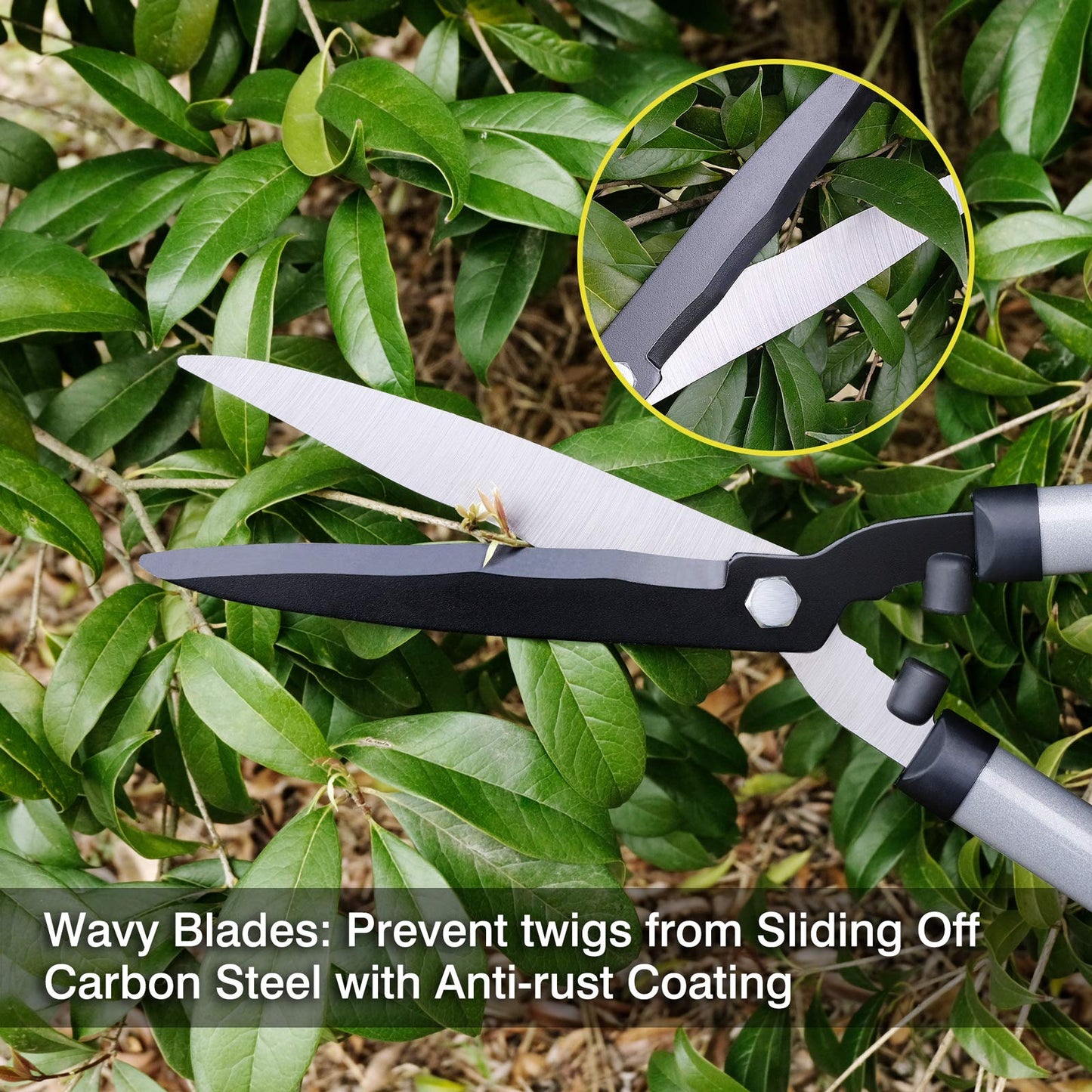 Colwelt Hedge Shears 53cm, Hedge Clippers for Trimming Borders, Boxwood, and Bushes, Hedge Gardening Shears with Carbon Steel Sharp Blades & Ergonomic Comfortable Handle