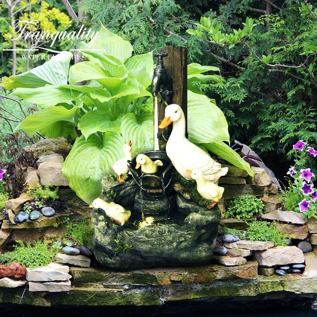 Tranquility Duck Family Animal Mains Powered Water Feature,Waterfall, Water Fountain, Garden Decoration, Garden Feature