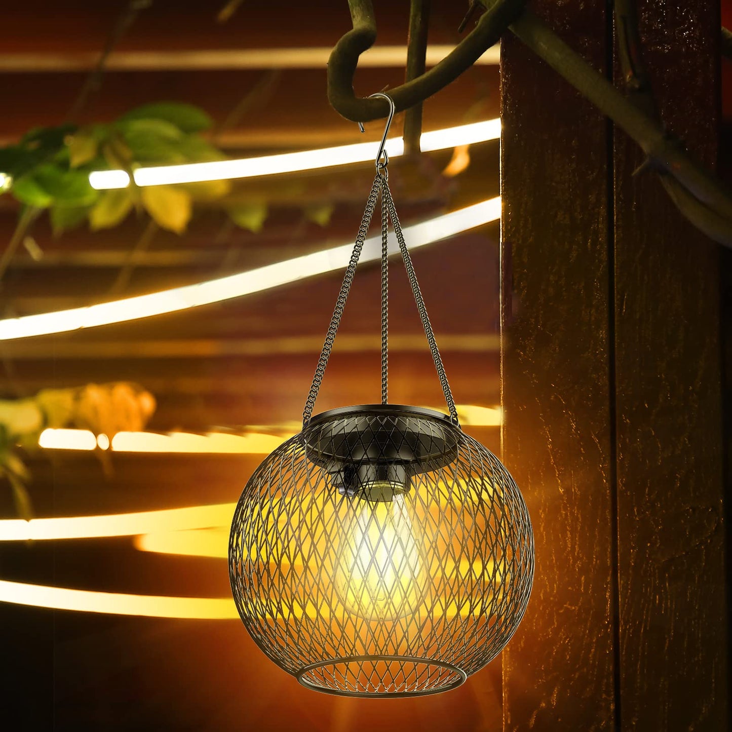 KagoLing Solar Lanterns, 2 Pack Solar Lantern Outdoor Garden with IP65 Waterproof Hanging Solar Lights Auto On Off Metal Yard Art Garden Lights for Patio Lawn Table Fence Ornaments Warmwhite