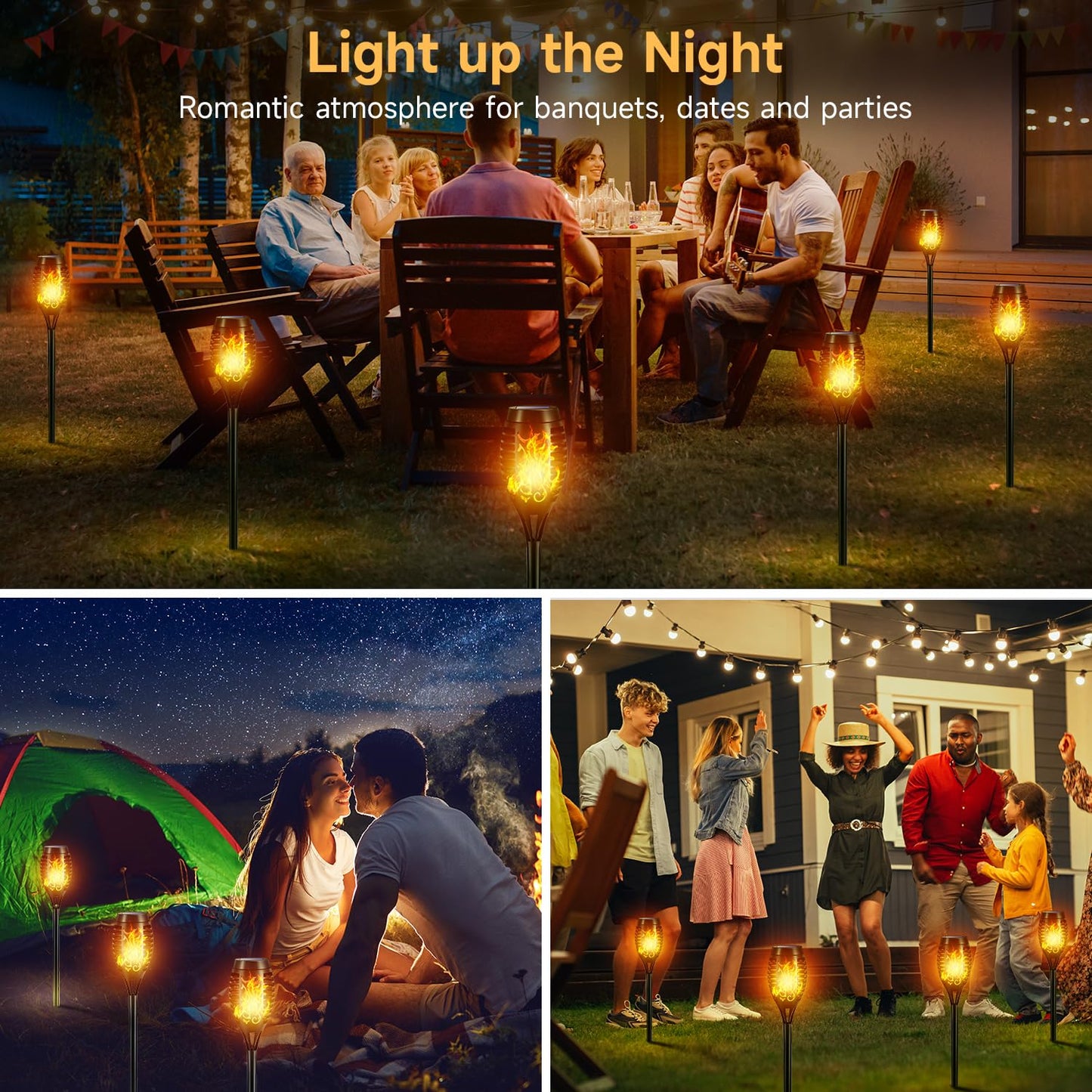 Solar Lights Outdoor, 4 Pack Auto On/Off Solar Garden Lights, IP65 Waterproof, Easy Installation