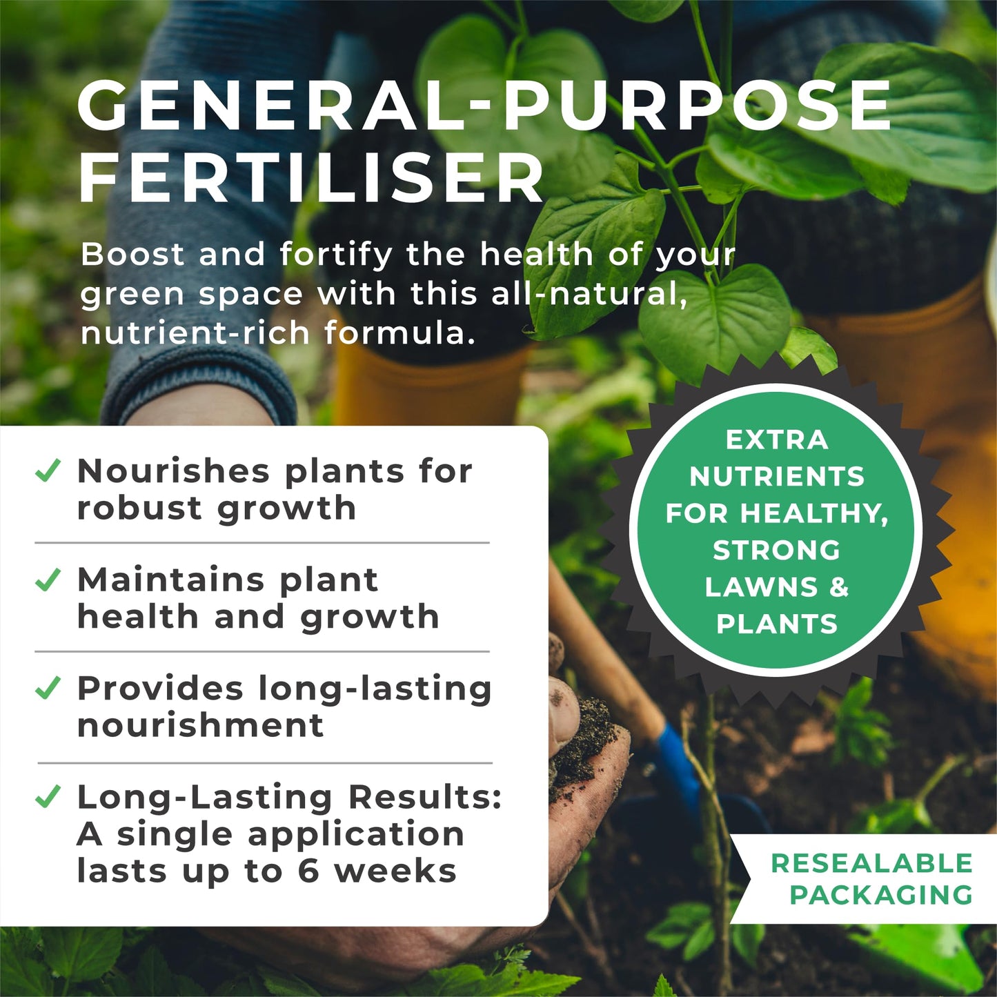 Grow Chem Fish, Blood & Bone Fertiliser (1KG Bucket) Multi-Purpose – Organic Fertiliser for Plants & Lawns – Nutrient-Packed, Easy-Apply Plant Food for Strong Healthy Produce, Flowers & Lawns