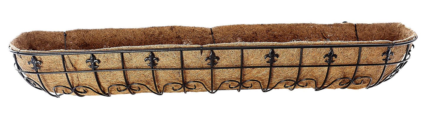 RUDDINGS WOOD Large 48" (120cm) Fleur de lys Wall Trough Planter - Metal Window Box Garden Basket Planter