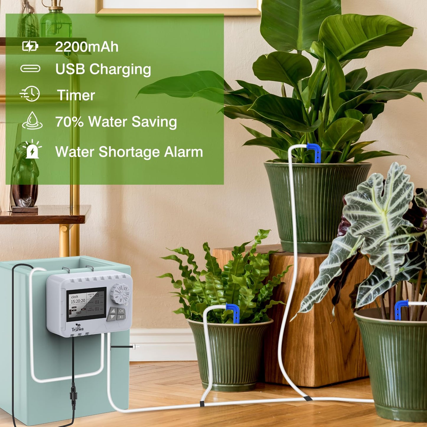TRJZWA Automatic Watering System Indoor DIY Newest Indoor USB Irrigation System Kit with Multiple Combinations of Automatic Watering Programs, Suitable for Balcony/Indoor/Greenhouse