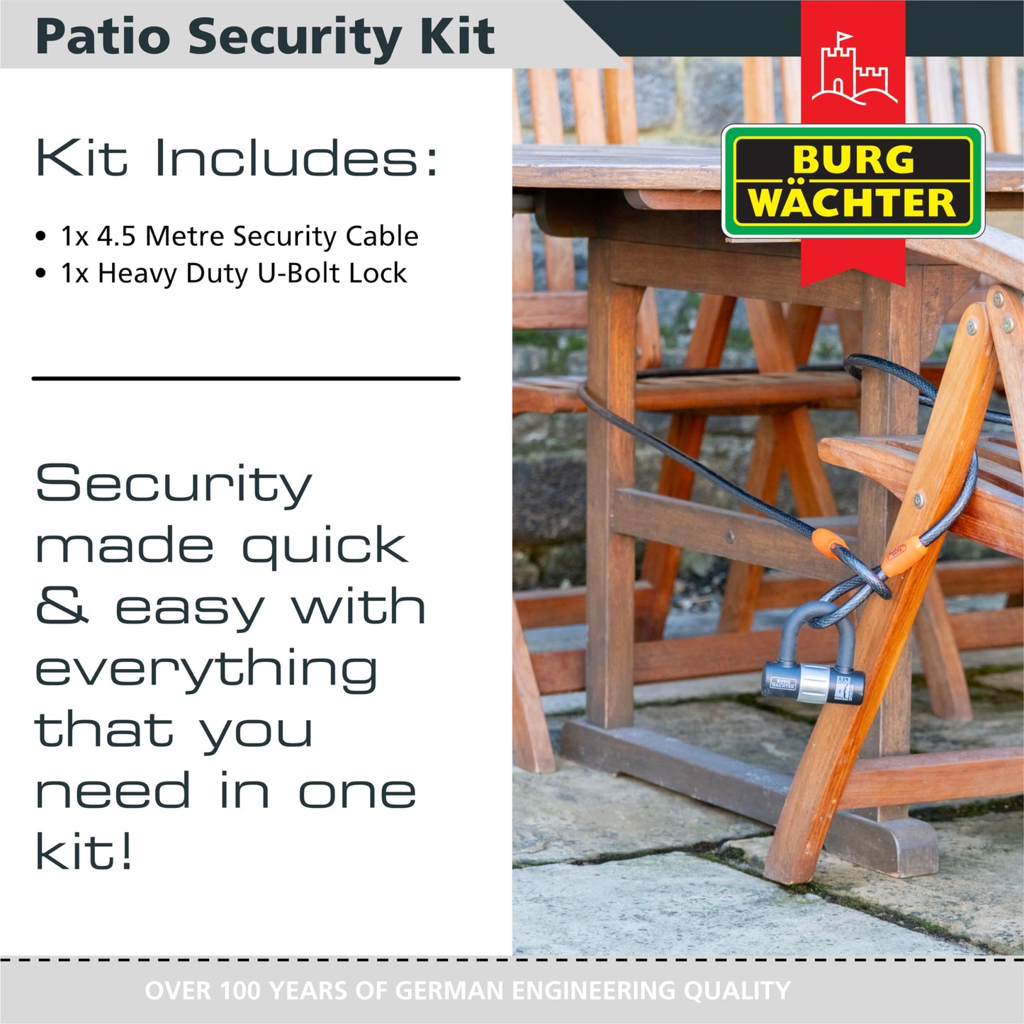 Burg-Wächter 4.5m Patio Security Kit, Black
