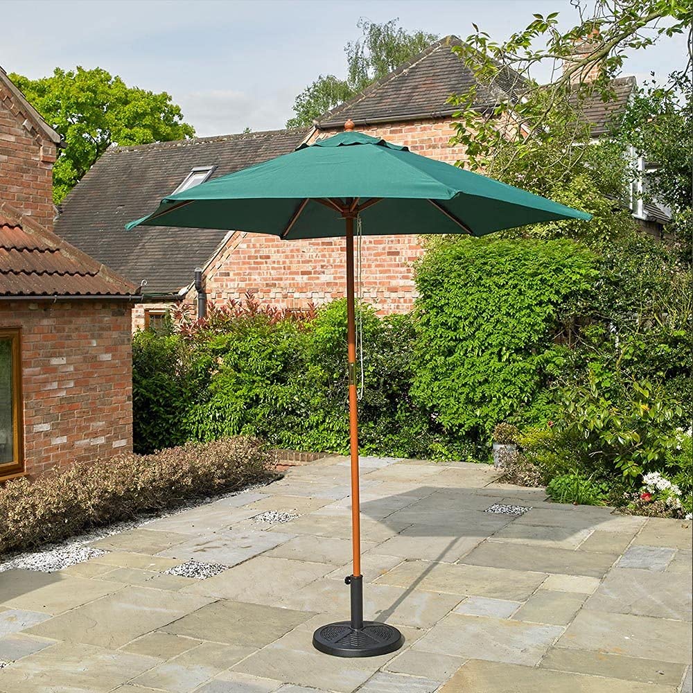 Kingfisher 2.4m Wooden Green Garden Parasol