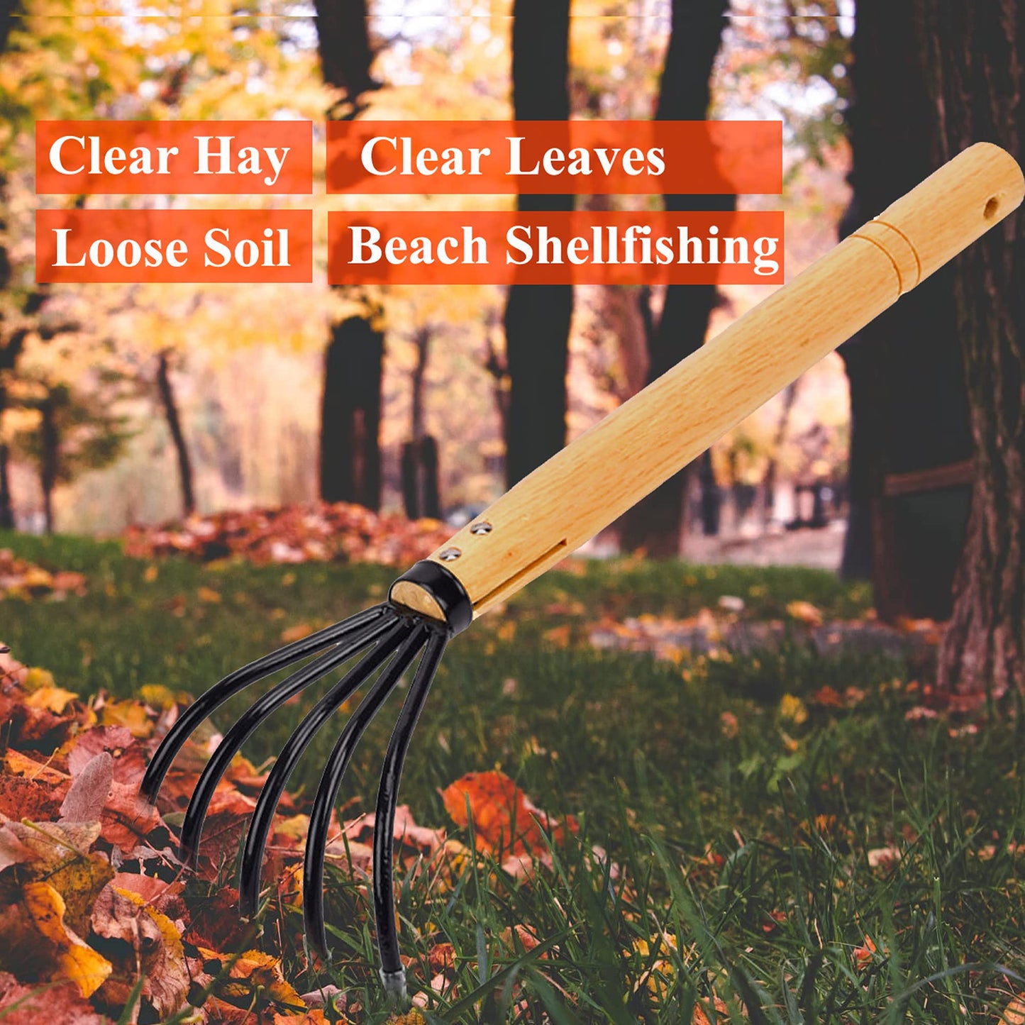 SHANFEEK Garden Rake Claw Landscape Dethatcher Thatching Rake for Digging Clam Shell Defoliation Weed Remover Tool Hoe Hand Tool for Garden Loose Soil-Aooka