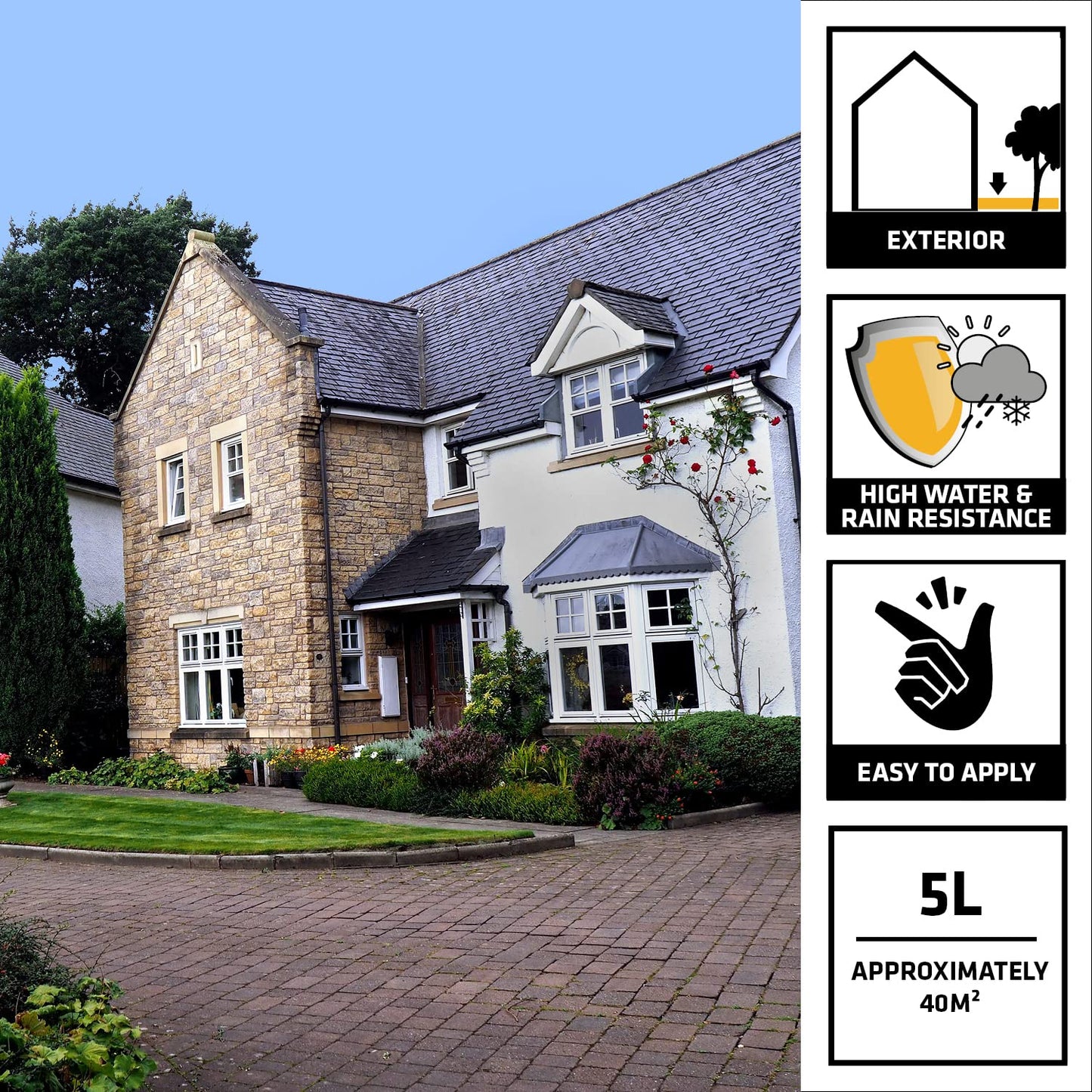 Everbuild 405 Path & Patio Seal | Long Lasting, Solvent Free & Acrylic Coating for Paths, Patios, Natural Stone & Block Paving - 5 Litre
