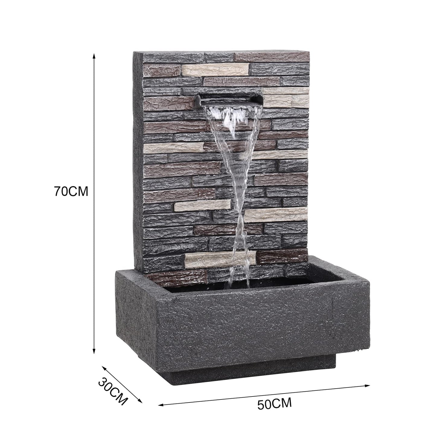 BTGGG 70CM Garden Water Feature Outdoor Long Strip Main Powered Water Fountain Indoor Slate Effect Modern Waterfall Ornament with Pump for Courtyard,living room,Hallway